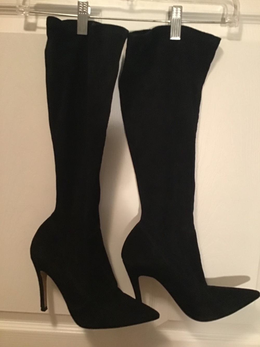 Zara black imitation suede stiletto boots
